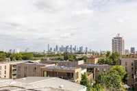 a view of the city from a rooftop